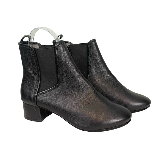 Yosi Samra YS Women's Black Leather Block Heel Penelope Ankle Boots Size 9 NWOT - Picture 1 of 9